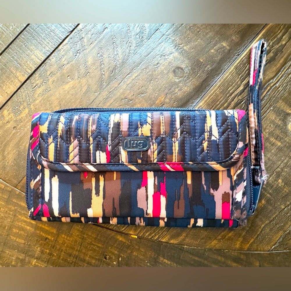 Lug Classic Wallet in Riverwalk Blue Pattern with RFID Protection & Wrist Strap